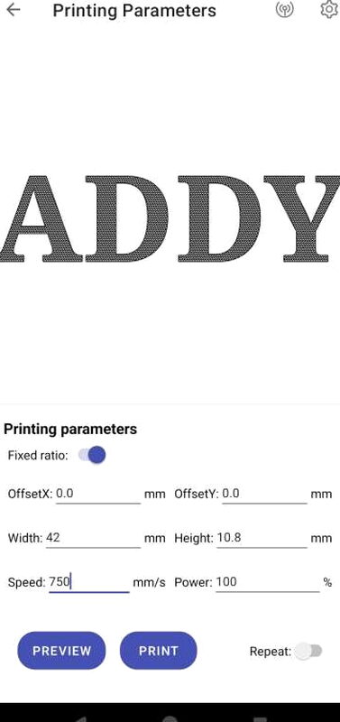 The text job queued up, ready to fire.