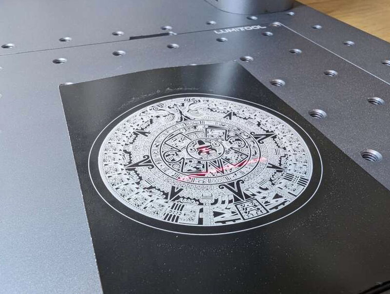 An Aztec calendar design queued up in Printing Parameters.