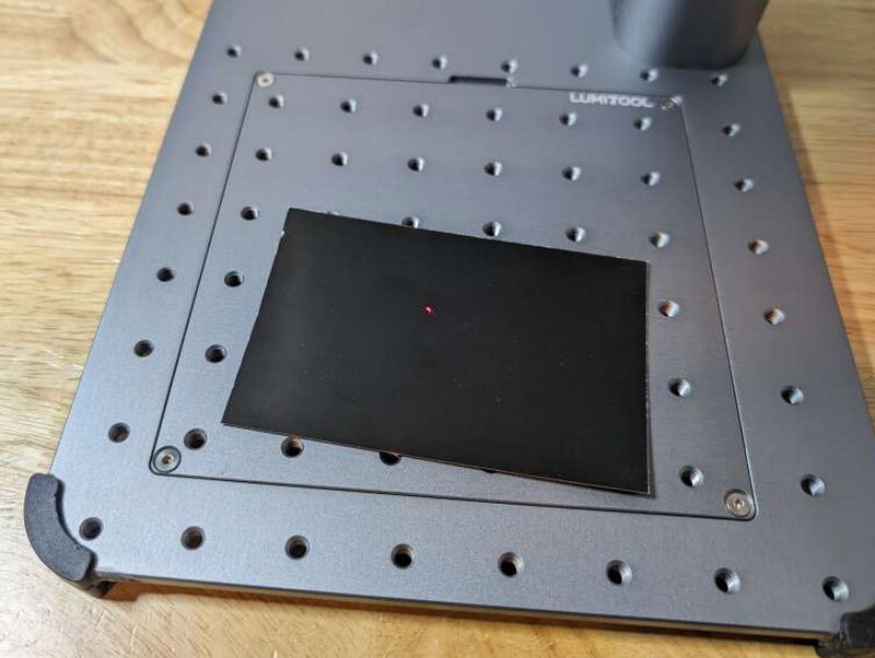 Dialed in and centered where the engraving should start.