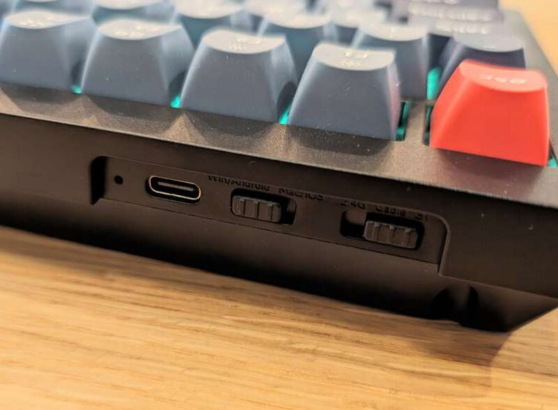 Back edge controls and USB-C port on the Keychron V1 Max
