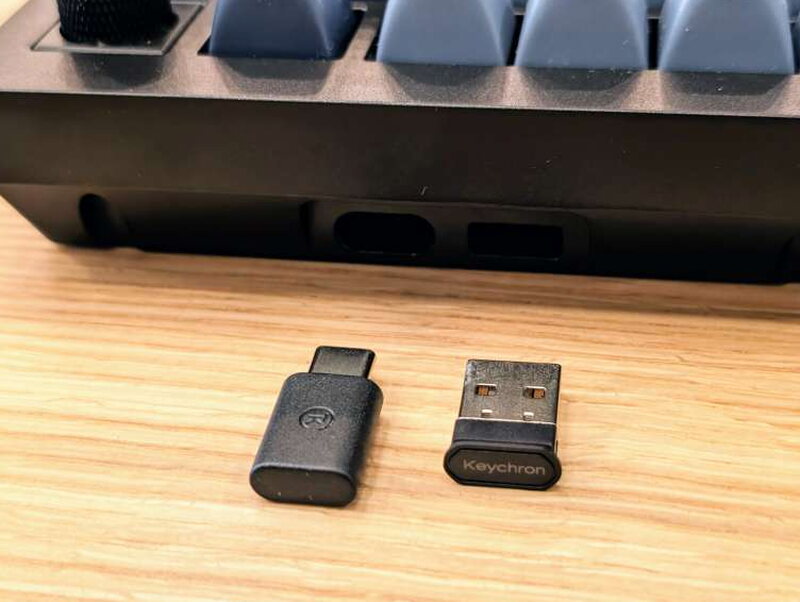 USB-C and USB-A 2.4GHz receivers for the Keychron V1 Max