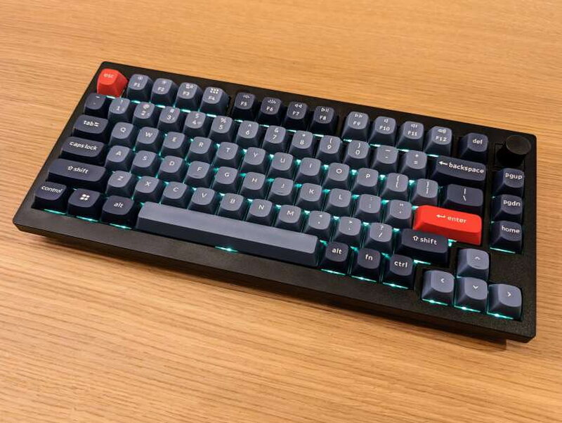 Keychron V1 Max keyboard angled on a desk