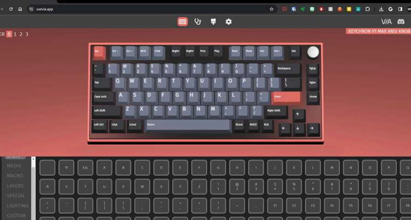 Keychron Launcher configuration screen for the V1 Max