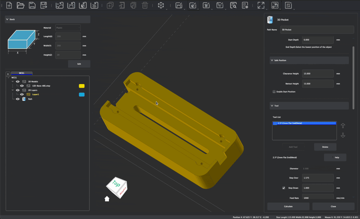 Makera CAM 3D pocket toolpath preview