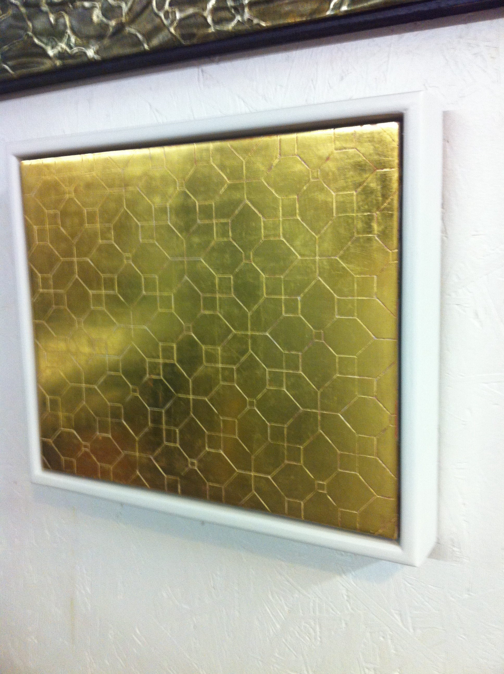 Linoleum Pattern: incised gesso panel in 23 karat burnished gold leaf