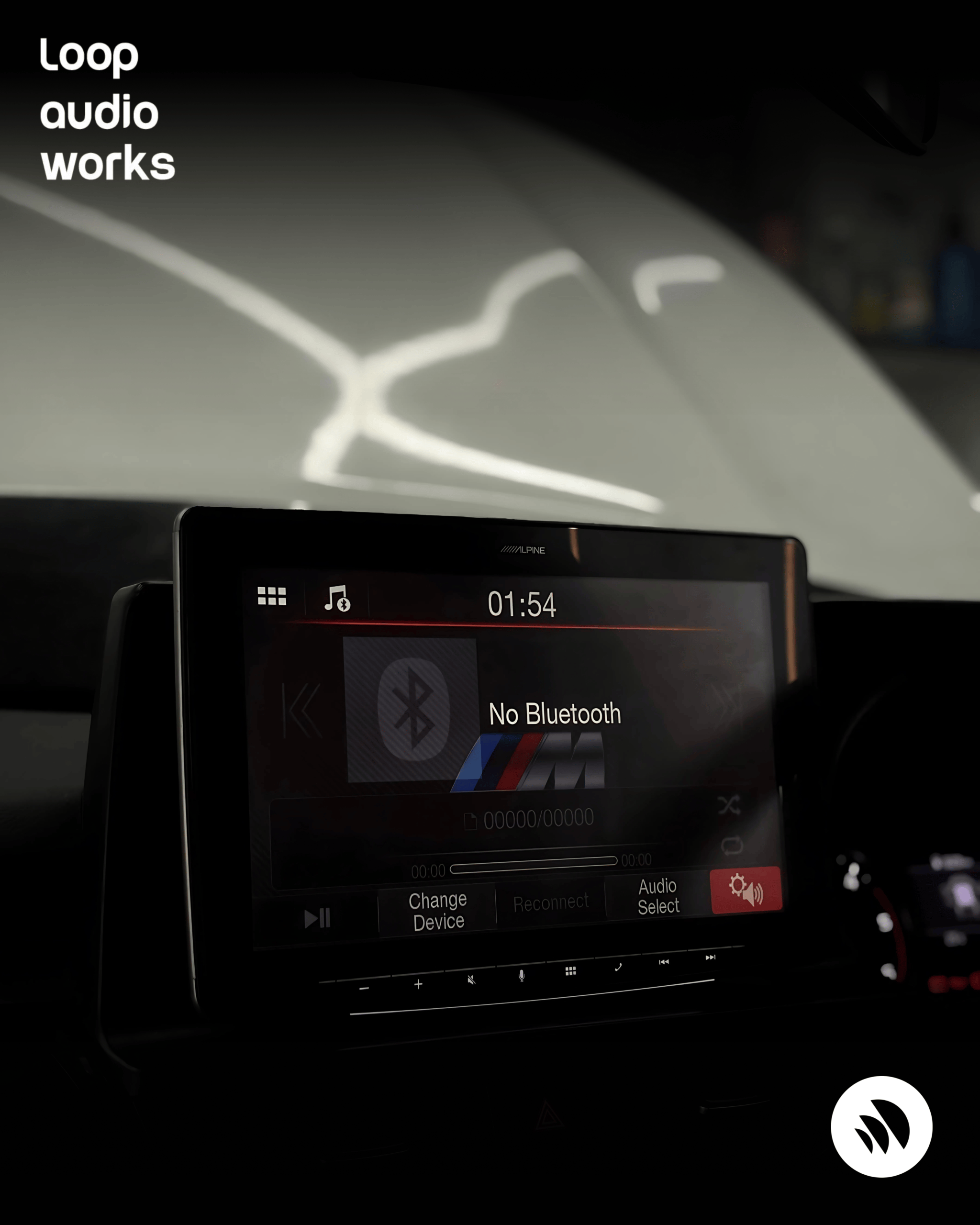 Alpine car audio head unit for in-car multimedia and sound system control by Loop Audio Works