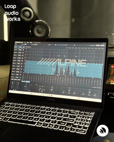 Alpine DSP calibration process at Loop Audio Works Coimbatore for precise car audio sound tuning by Loop Audio Works