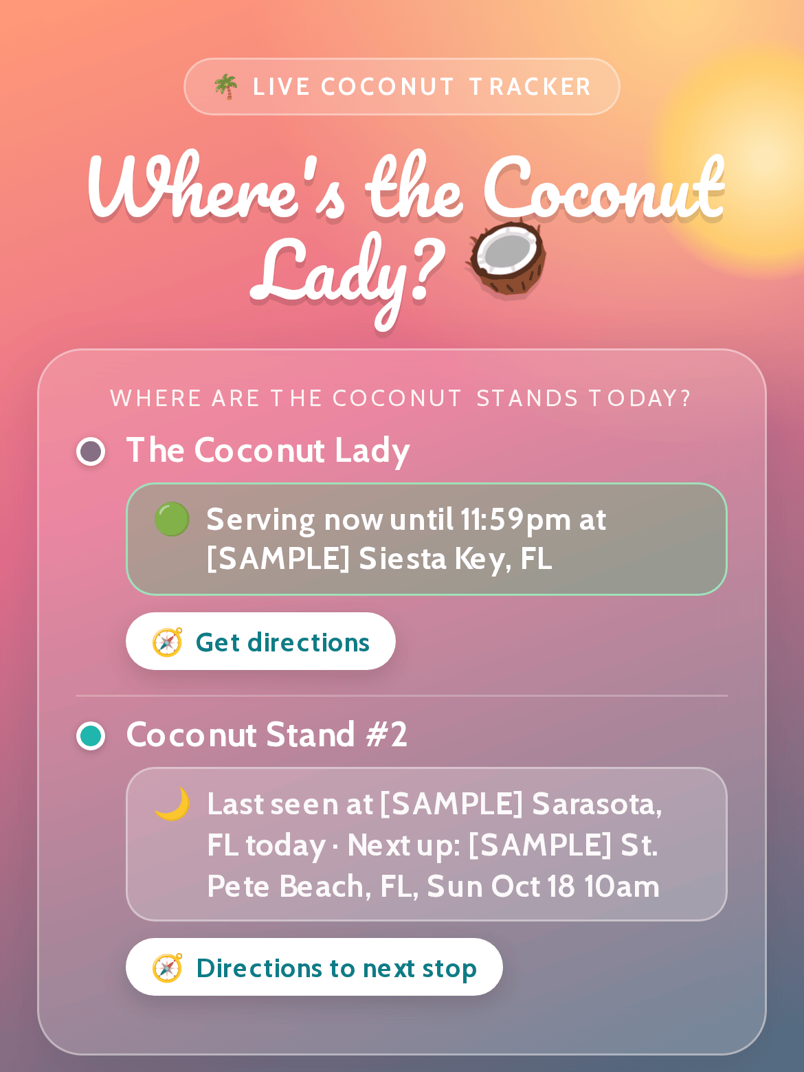 CoconutLady.com serving-now live status