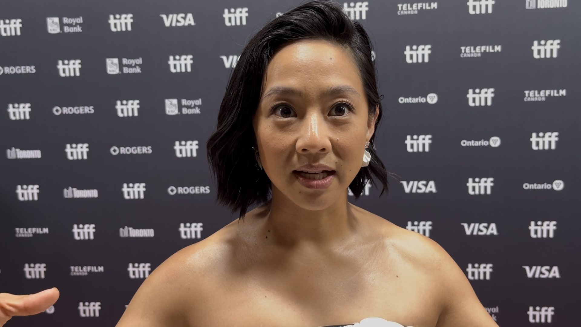 Joining director Phuong Mai Nguyen on the red carpet for 'In Waves' TIFF 2026 premiere were the film's two stars Will Sharpe and Stephanie Hsu
