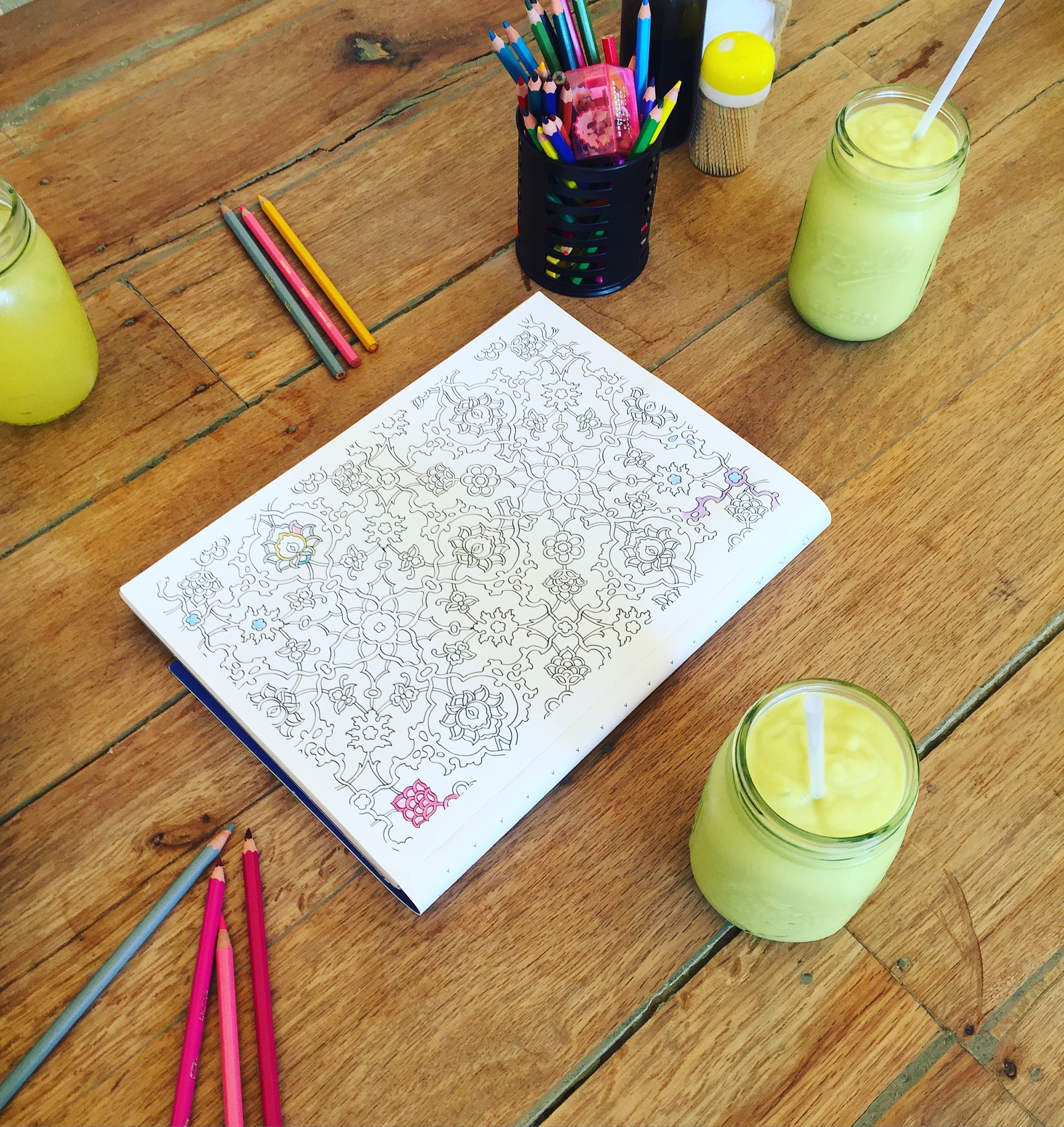 Avocado smoothies and colouring books :)