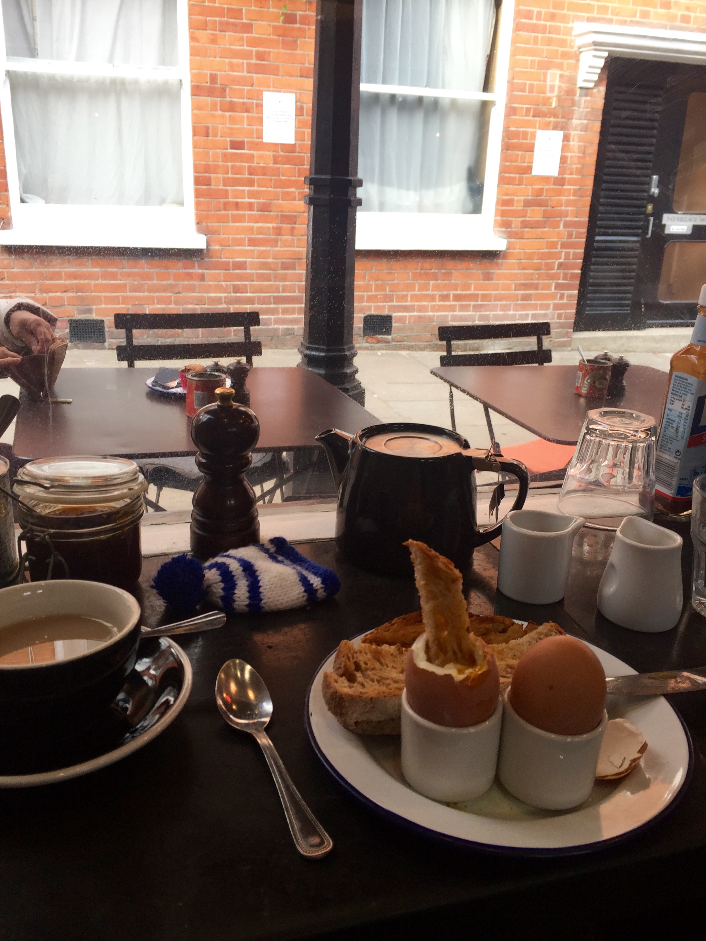 My first London breakfast in a Hampstead cafe.