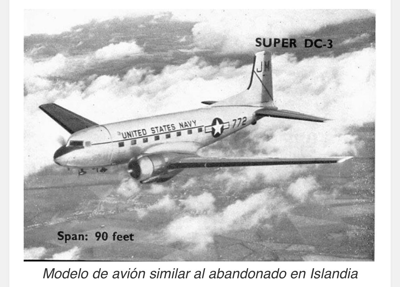 avión DC3 en Islandia