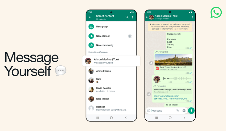 WhatsApp activará la función ‘Message Yourself’