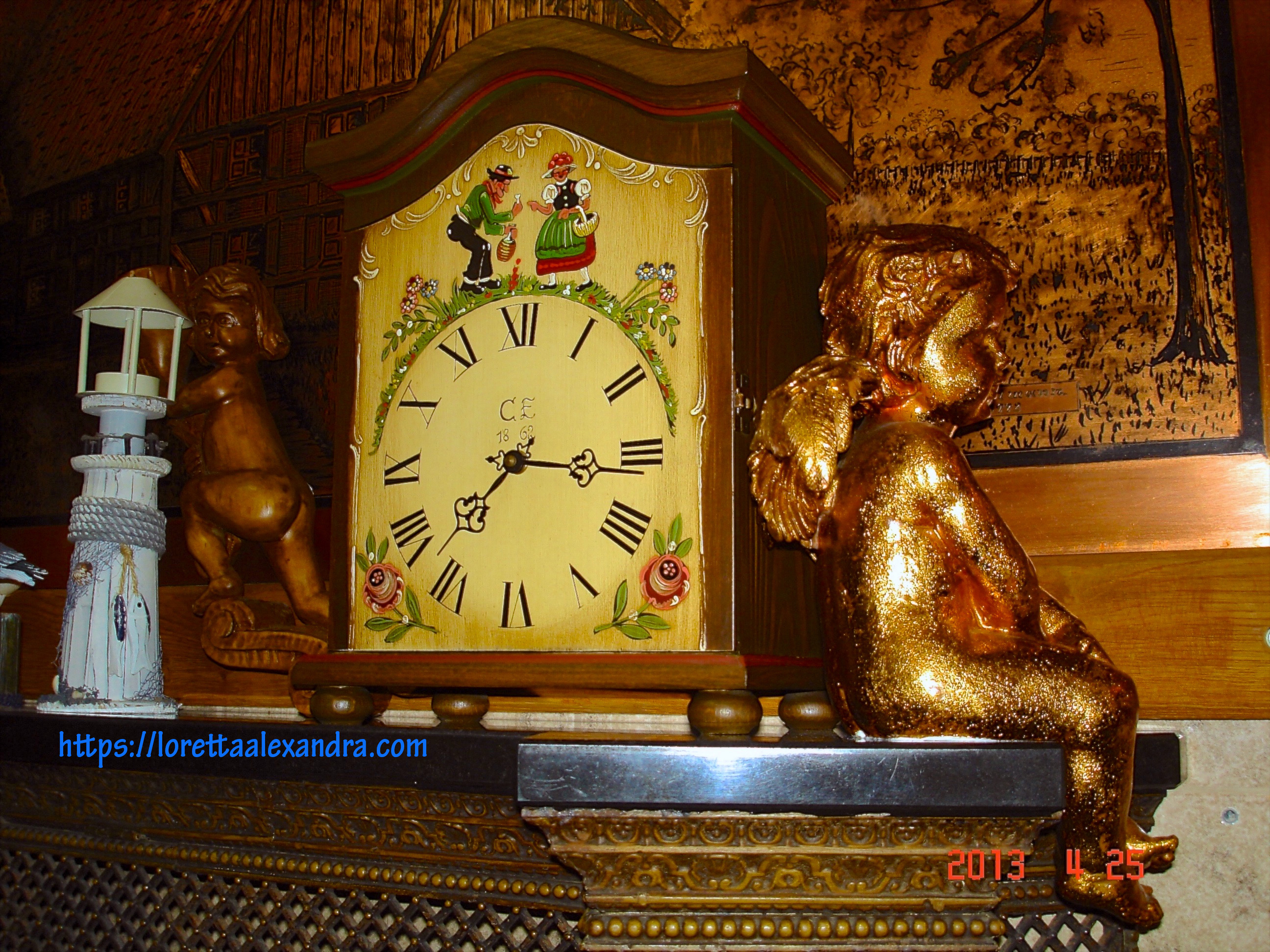 Decorative pieces from floor to ceiling.