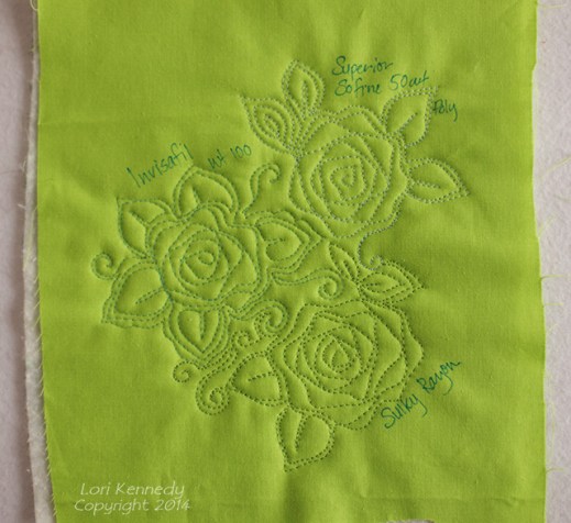 Nora's Rose Free Motion Quilting thread samples