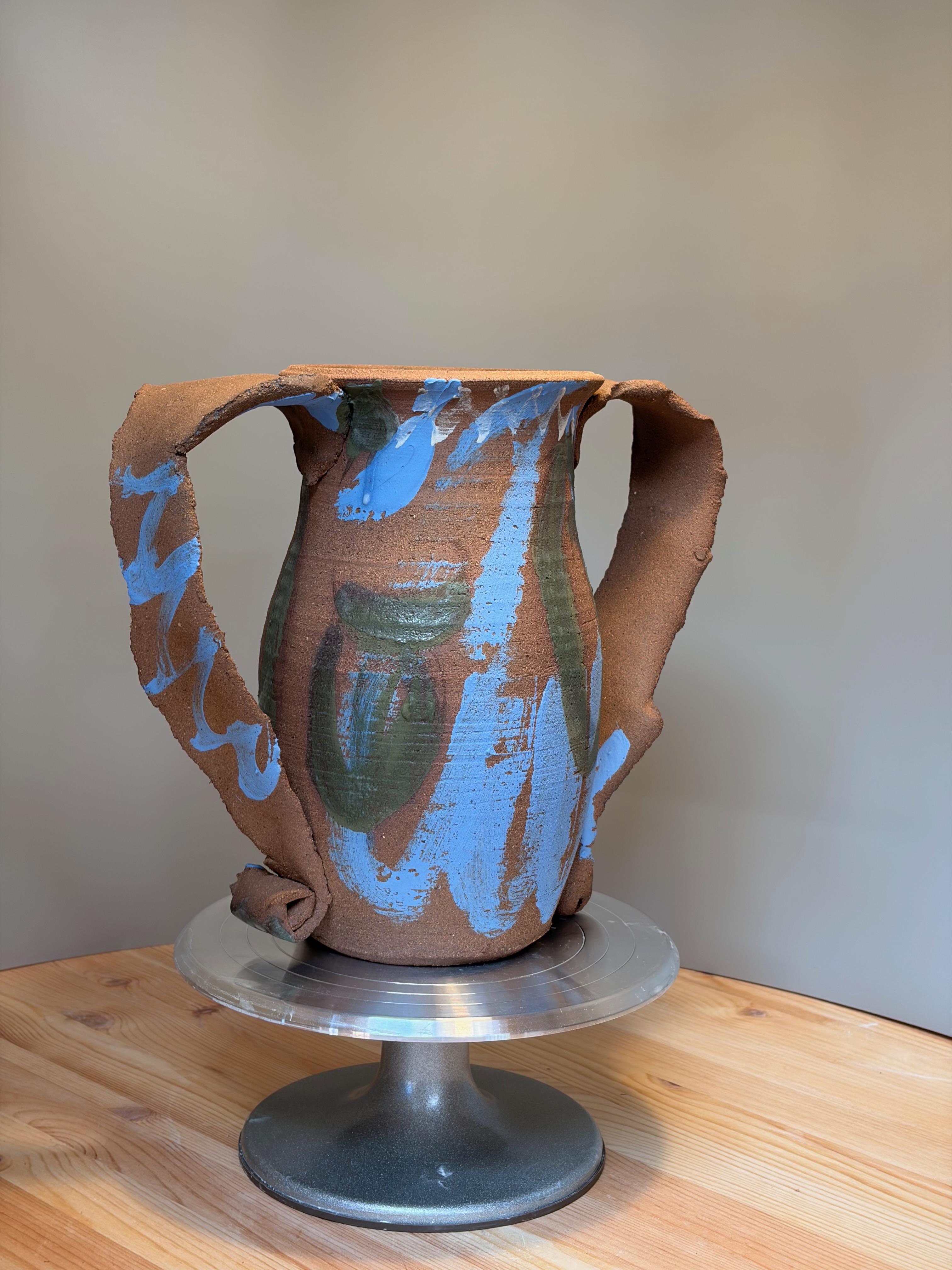 Green and Blue terracotta vase