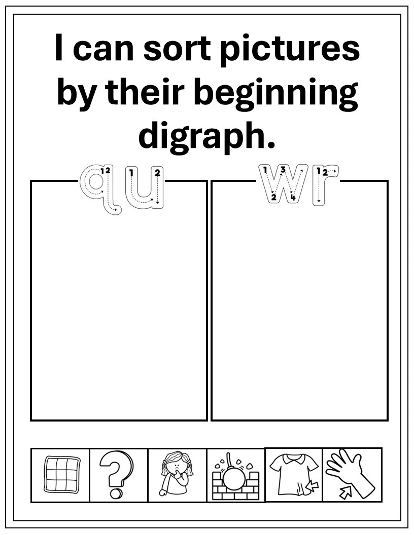 Digraph Sorting Cut Paste Lotus Learning