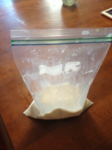 The ice cream mixture: milk, vanilla and sugar