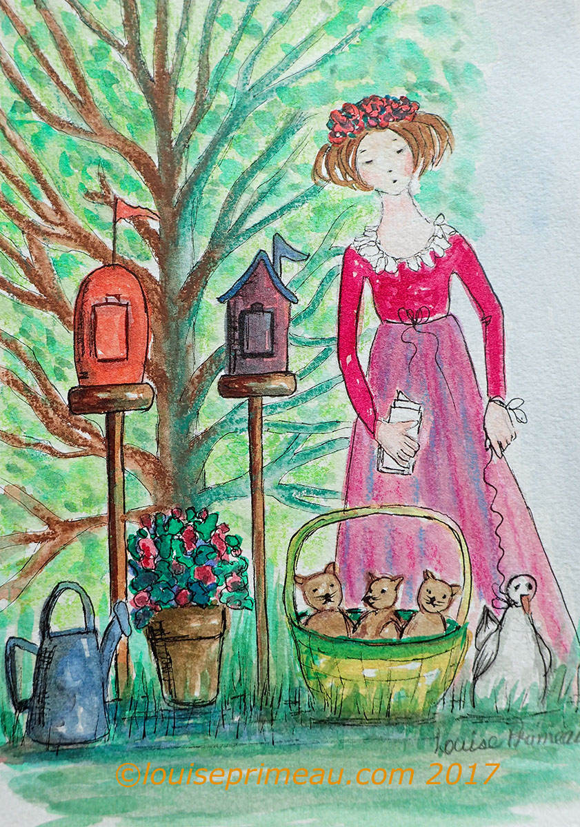 a tisket a tasket, watercolour and ink journal entry