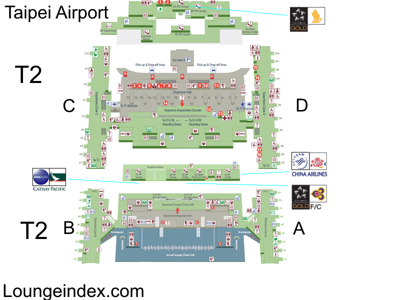 TPE Taipei Airport Guide Terminal Map Airport Guide Lounges Bars TPE 