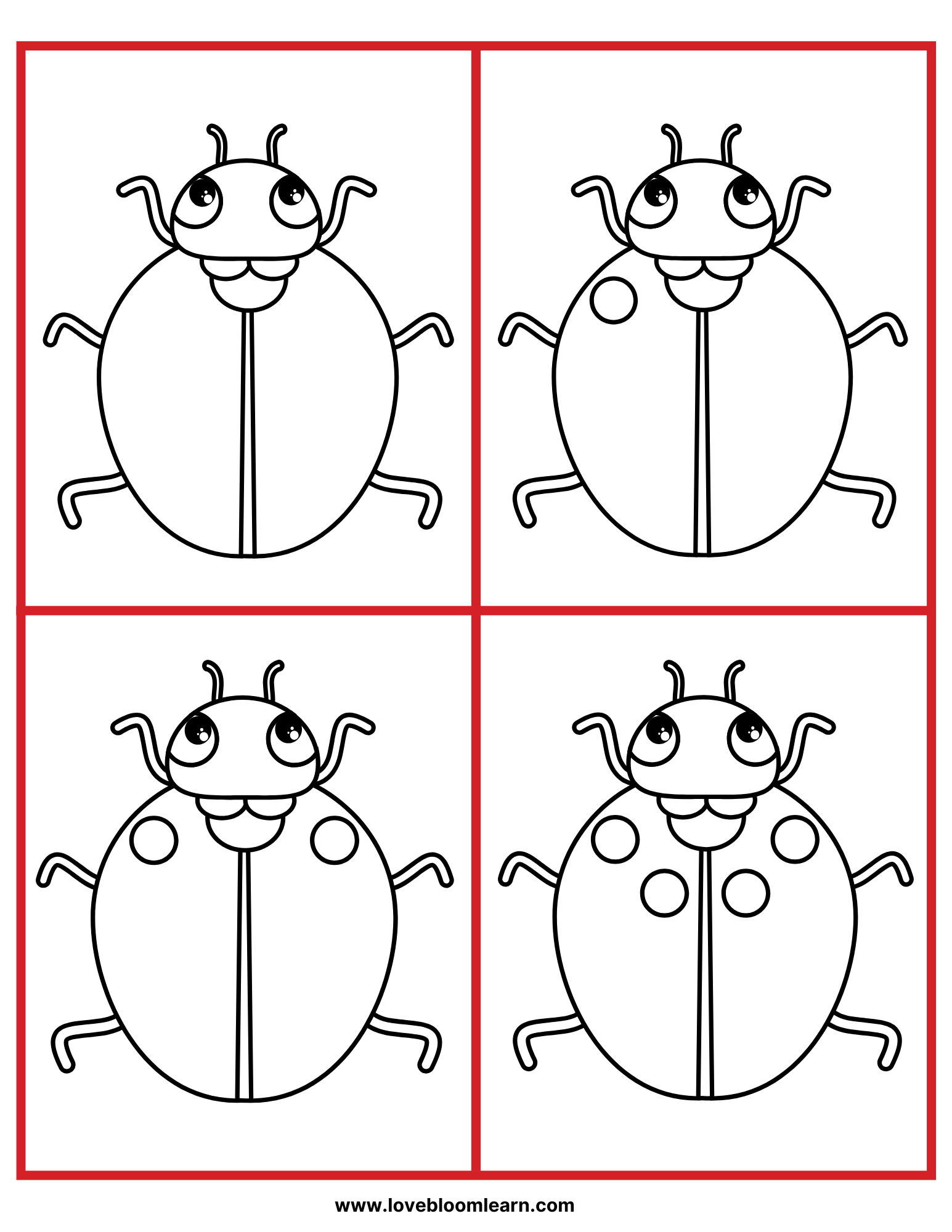 Ladybug Counting Cards