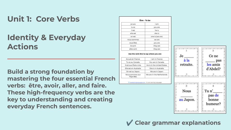Beginner French Grammar Coursebook & Practice Workbook