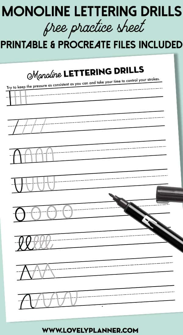 Help your young students practice their multiplication skills with these times tables worksheets. Free Printable Monoline Lettering Drills Practice Sheet Lovely Planner