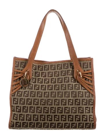 Fendi Leather-Trimmed Zucchino Tote