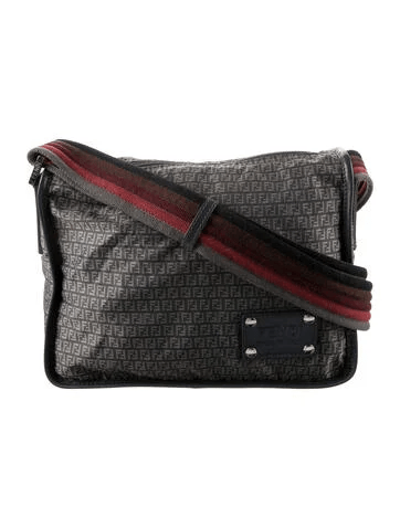 Fendi Leather-Trimmed Zucchino Messenger Bag