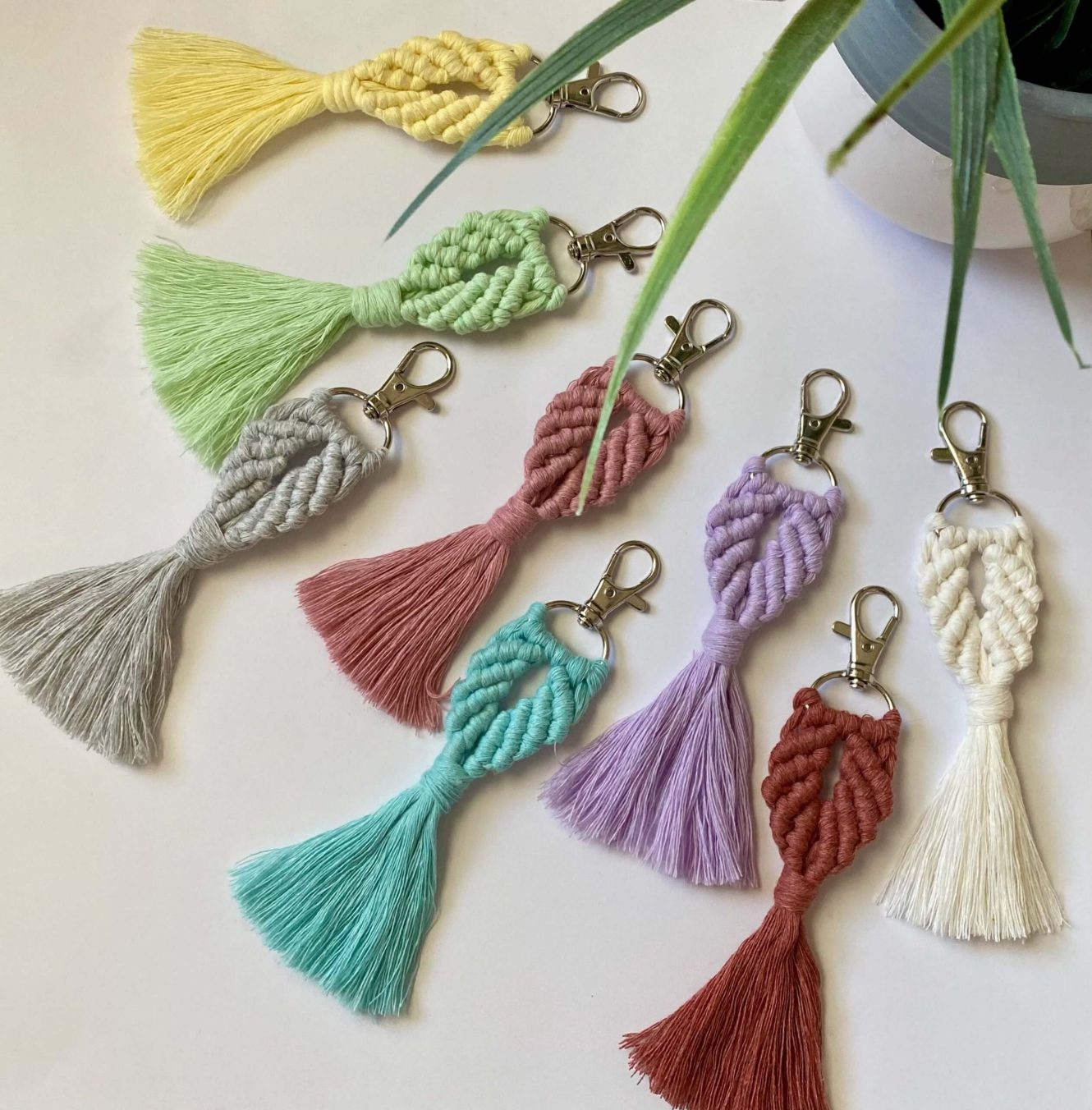 Macrame Keychains Love to stay home
