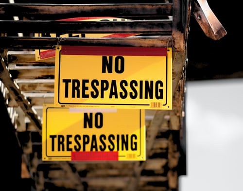 no trespassing signs indicating boundaries