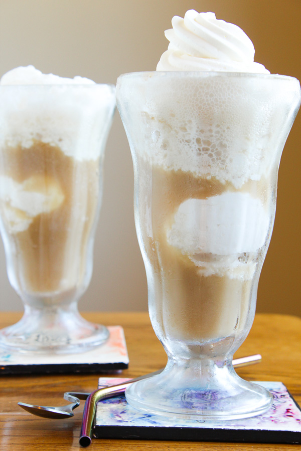 Keto Root Beer Floats served in glass.
