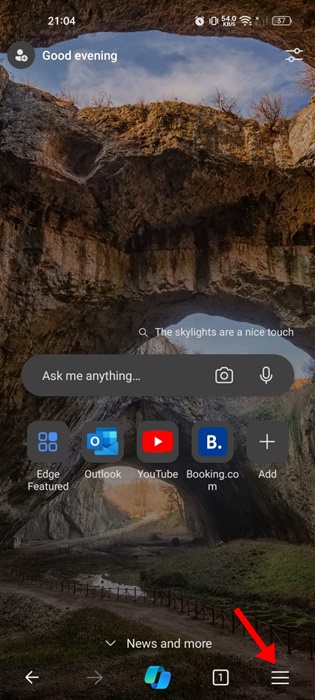 How to Install Extensions in Microsoft Edge for Android 58 hamburger menu