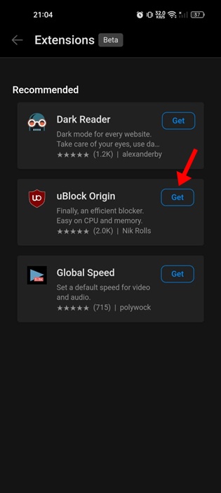 How to Install Extensions in Microsoft Edge for Android 66 Get