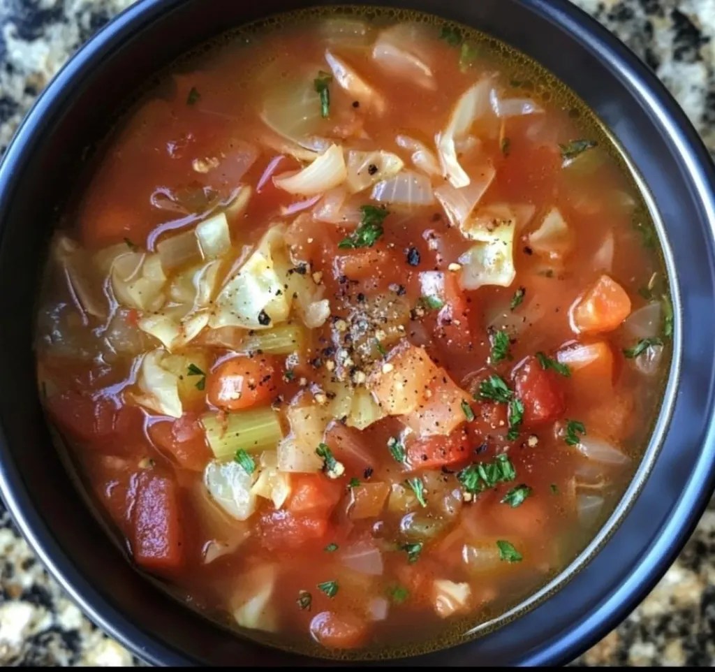 Soup made with cabbage and other vegetables