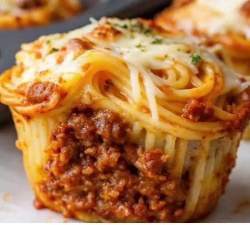 Bolognese Spaghetti Bake Muffin Cups