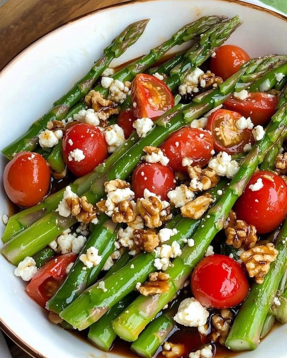 Asparagus Tomato and Feta Salad with Balsamic Vinaigrette