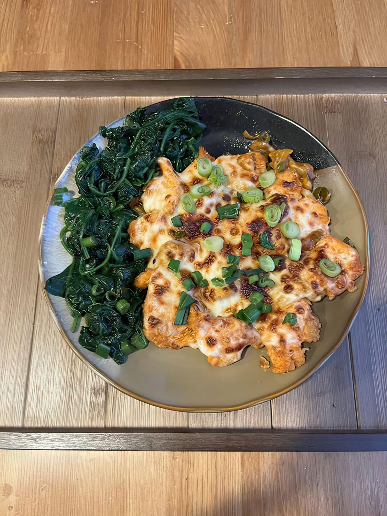 Cheesy Chicken Enchiladas with Sautéed Greens
