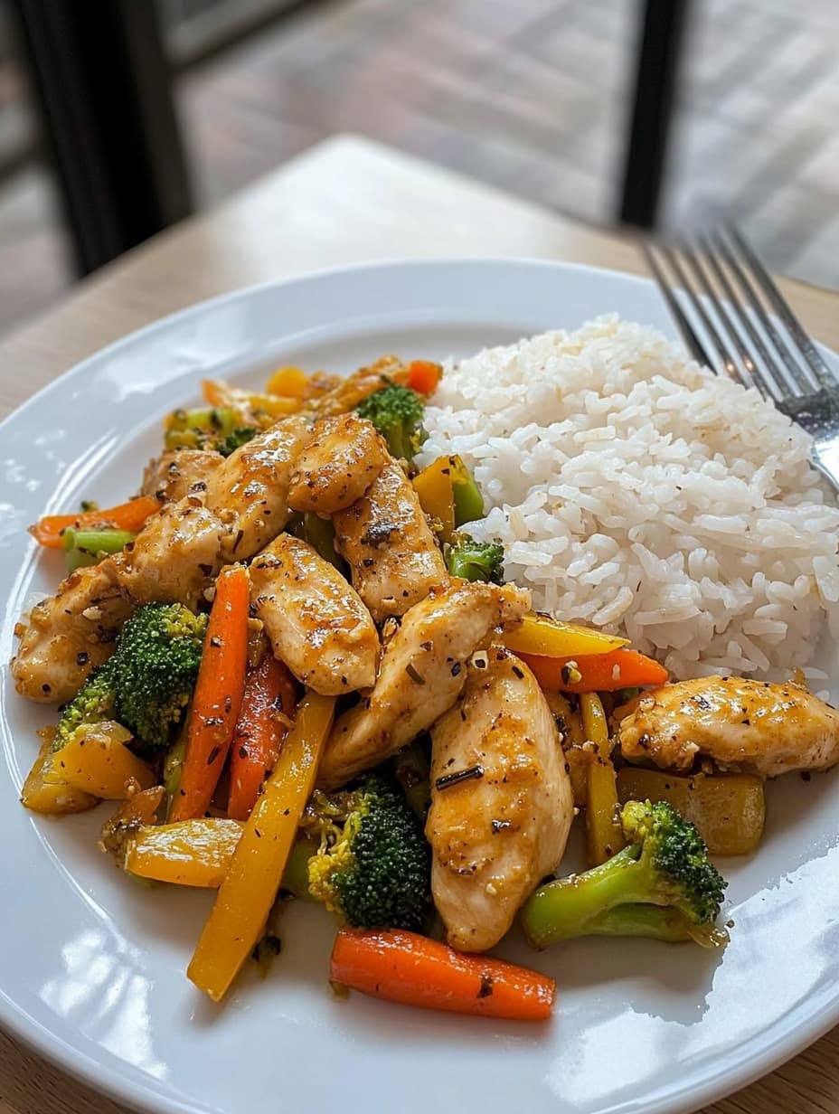 Garlic Chicken Stir-Fry with Rice