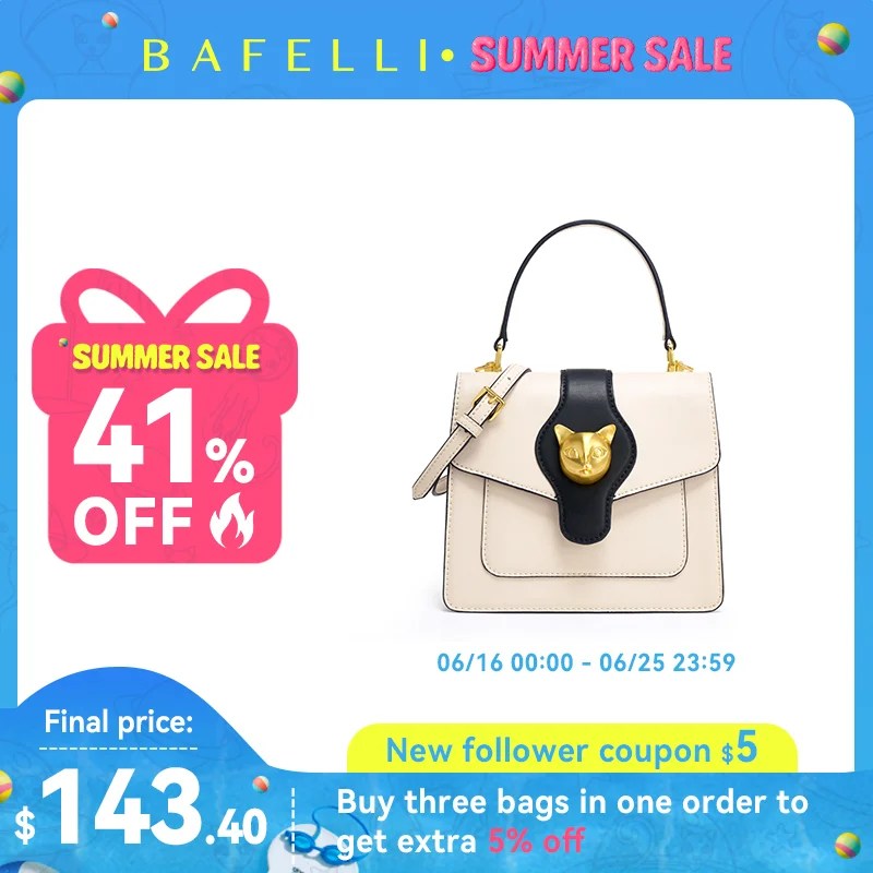 BAFELLI WOMEN'S BUSINESS STYLISH SHOPPER BAG LADY DESIGN HANDBAGS ORIGINAL BRAND PURSE SHOULDER CROSSBODY NEW CAT LEATHER