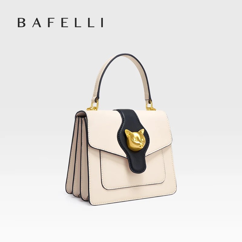 BAFELLI WOMEN'S BUSINESS STYLISH SHOPPER BAG LADY DESIGN HANDBAGS ORIGINAL BRAND PURSE SHOULDER CROSSBODY NEW CAT LEATHER