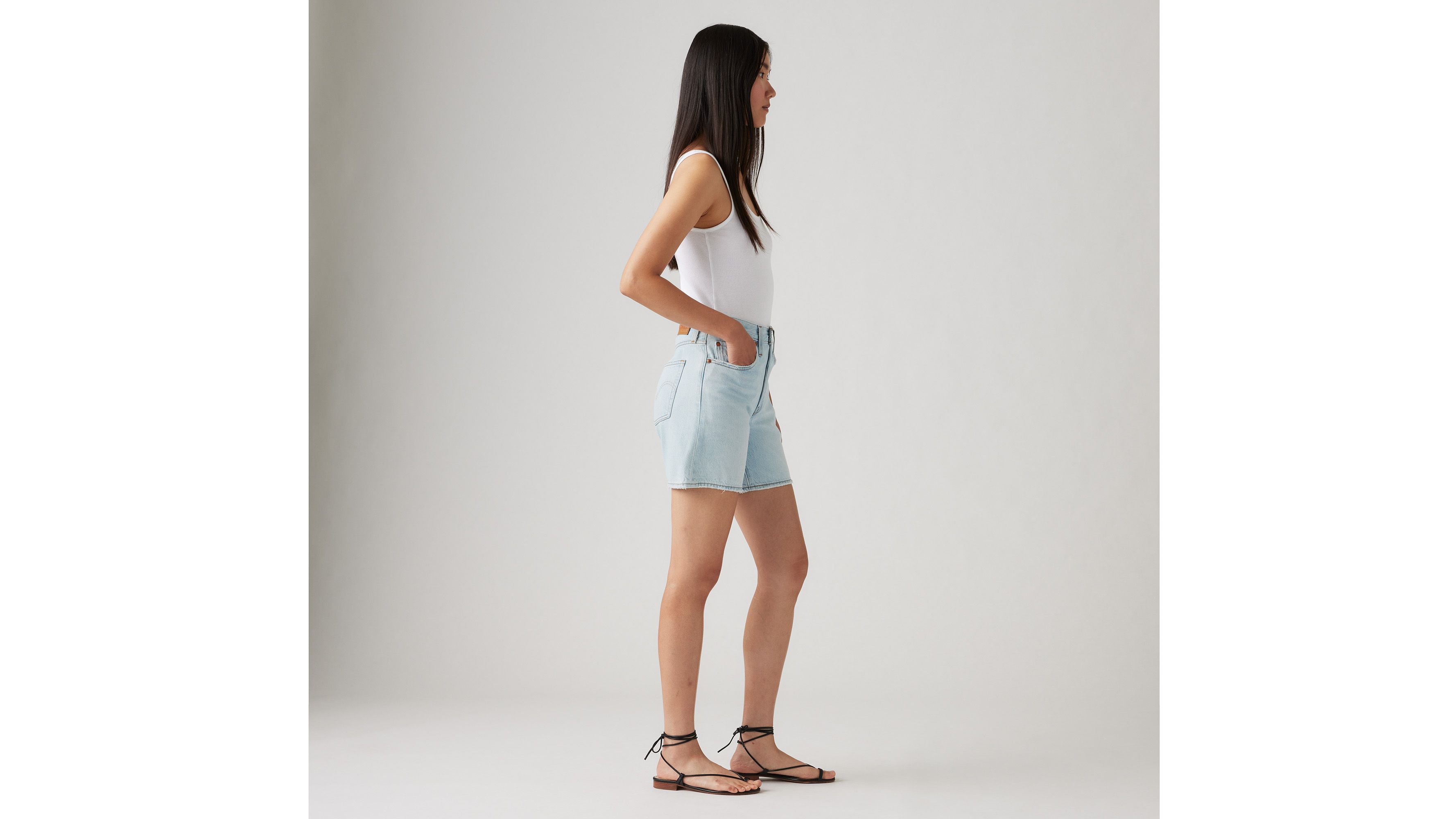 501 Original Fit Mid Thigh Lightweight Women S Shorts Light Wash - High Quality City Design - HD