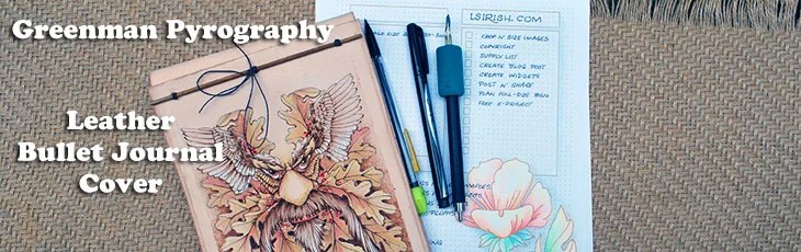 Pyrography Greenman Leather Bullet Journal Cover