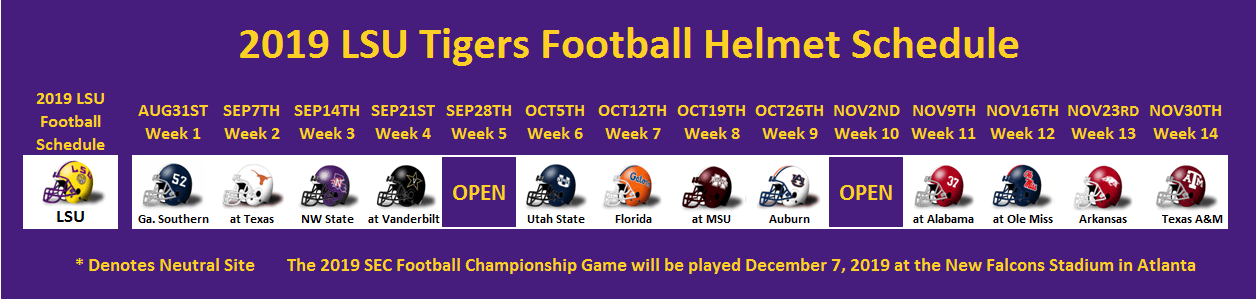 2019 lsu football helmet schedule