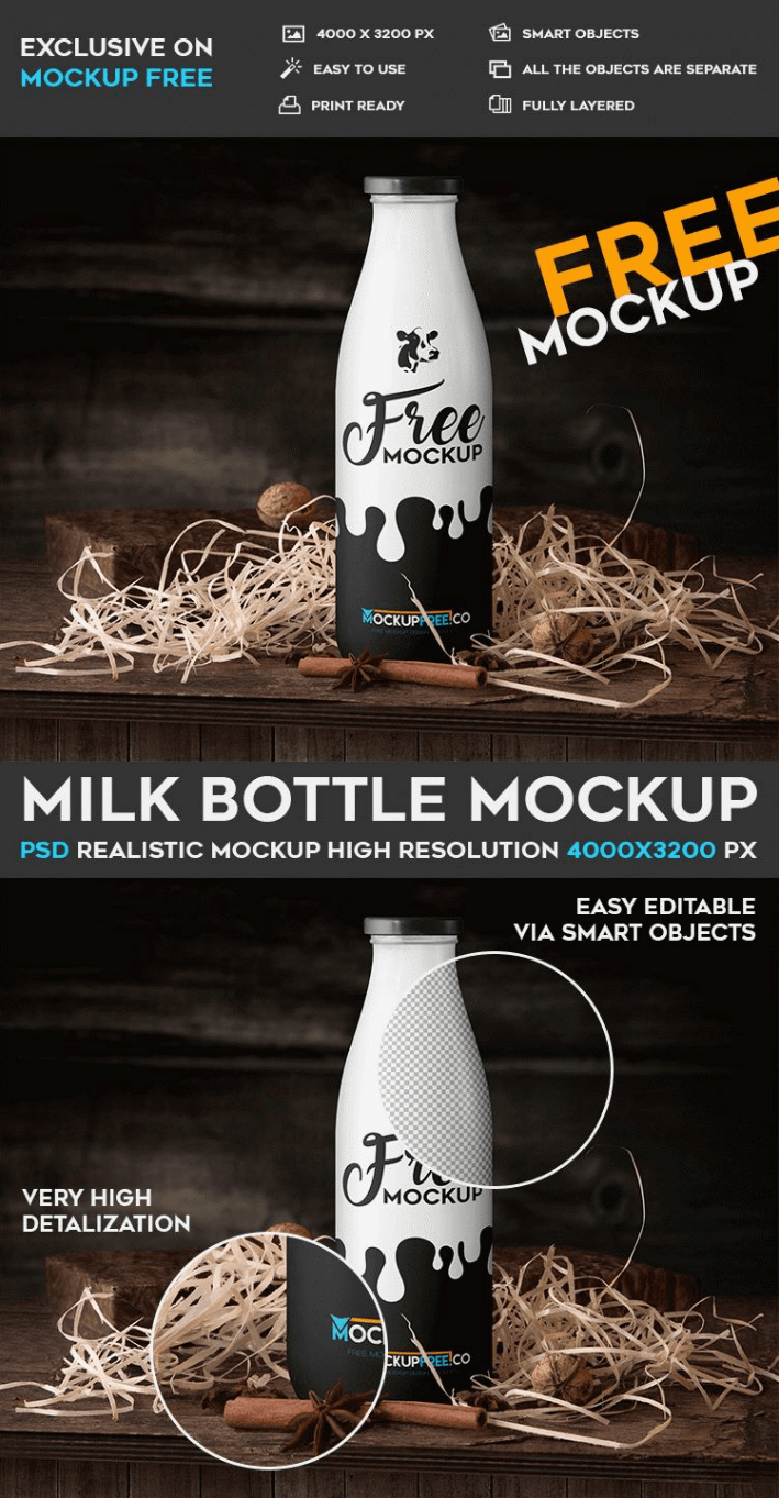 Milk bottle label bottle branding design graphic design inspiration label labeldesign lettering milk mockup packaging packagingdesign. Milk Bottle Mockup Template In Psd