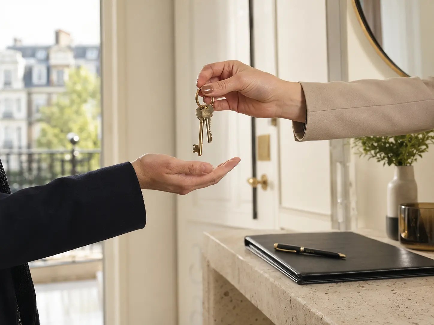 Tenant receiving keys after completing the tenancy setup process in London
