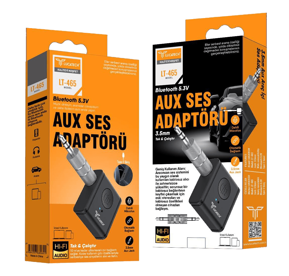 Lucatech LT-465 Bluetooth 5.3 AUX Ses Adaptörü