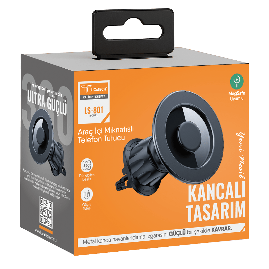 Lucatech LS-801 Araç İçi Mıknatıslı Telefon Tutucu – Kancalı Tasarım