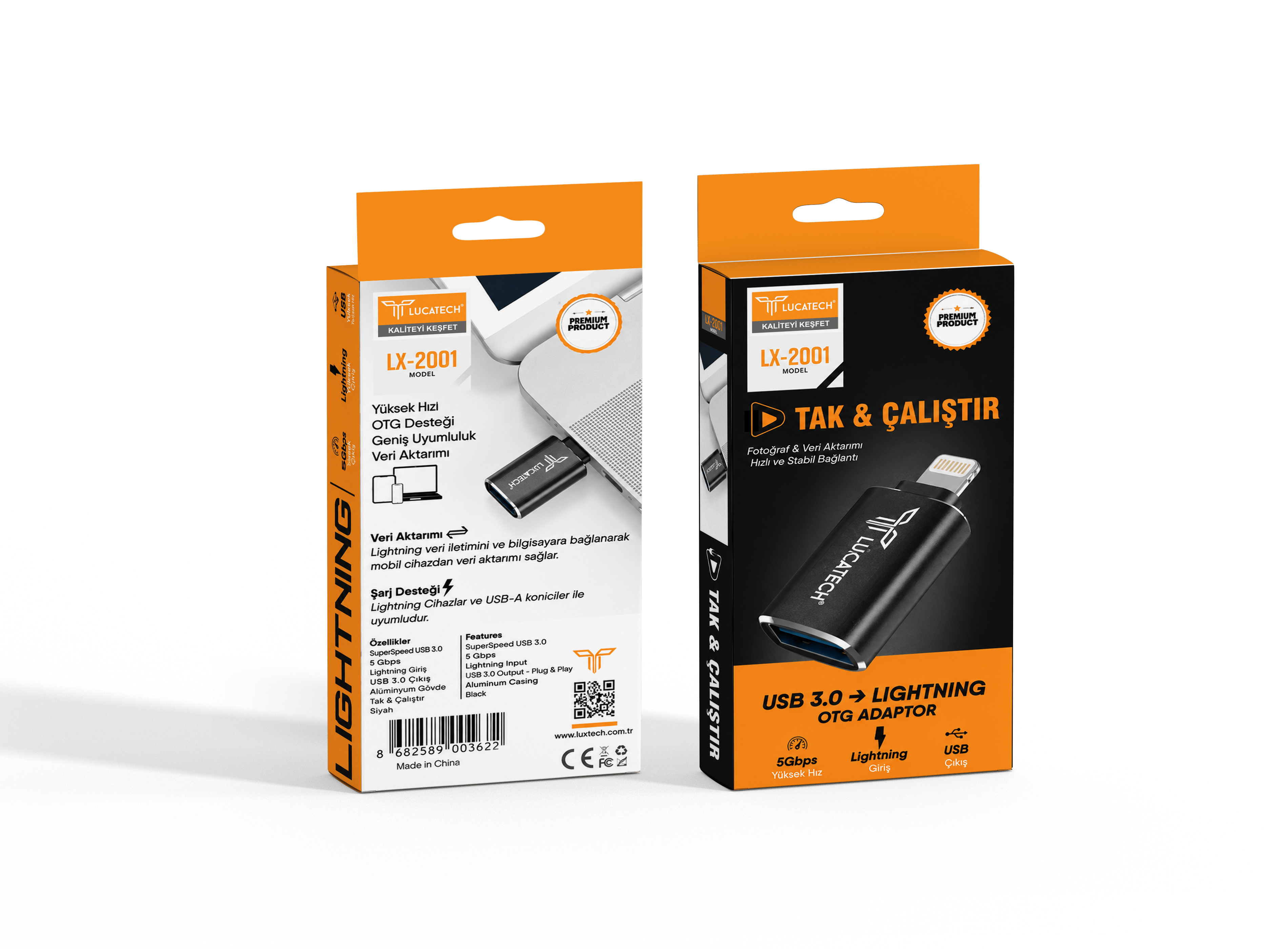 LUCATECH LX-2001 – USB 3.0 to Lightning OTG Adaptör