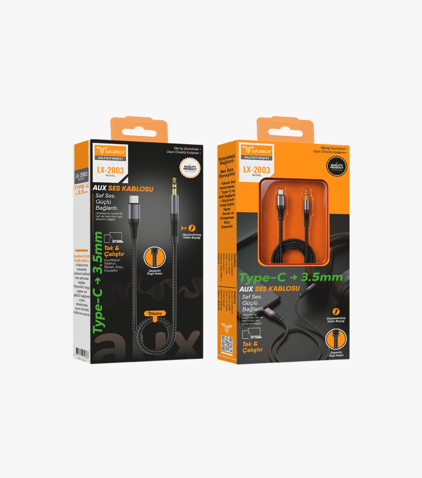 Lucatech LX-2003 TYPE-C to 3.5mm Jack TAK CALIŞTIR AUX kablo